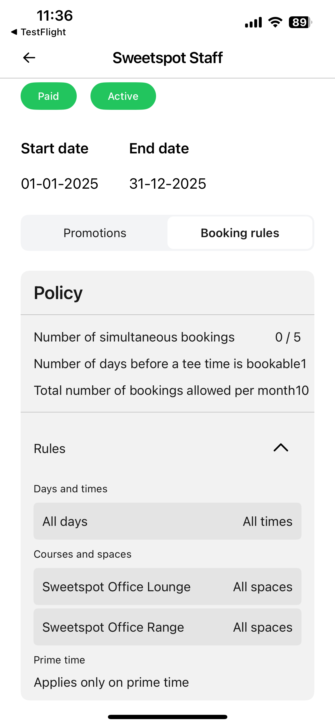 OLD BOOKING RULES VIEW