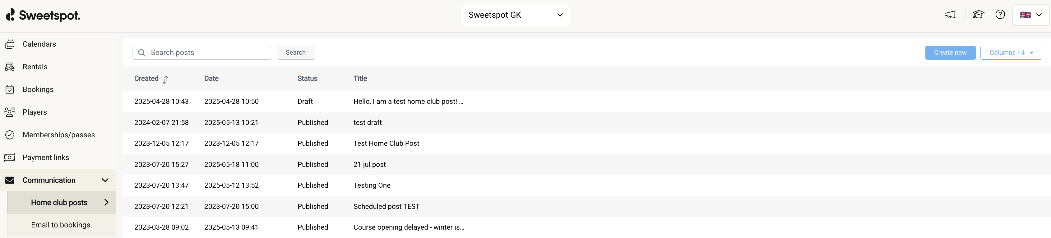 OLD - HOME CLUB POSTS