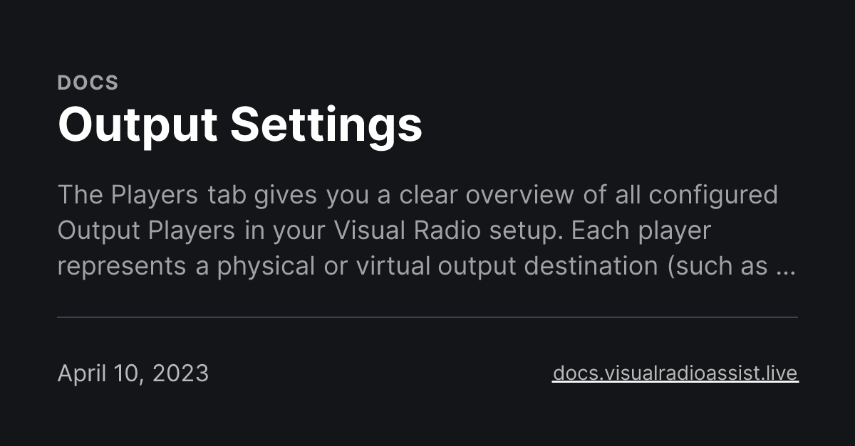 Output Settings