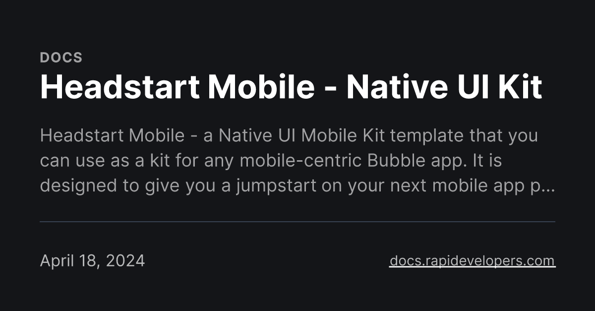 Headstart Mobile Native UI Kit