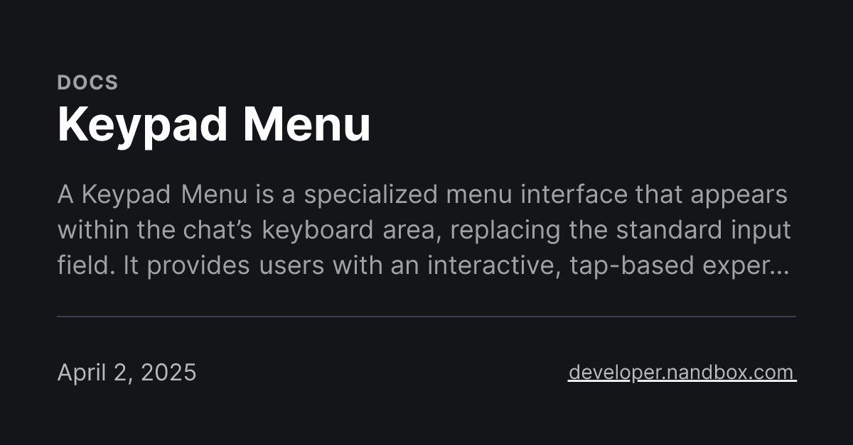 Keypad Menu