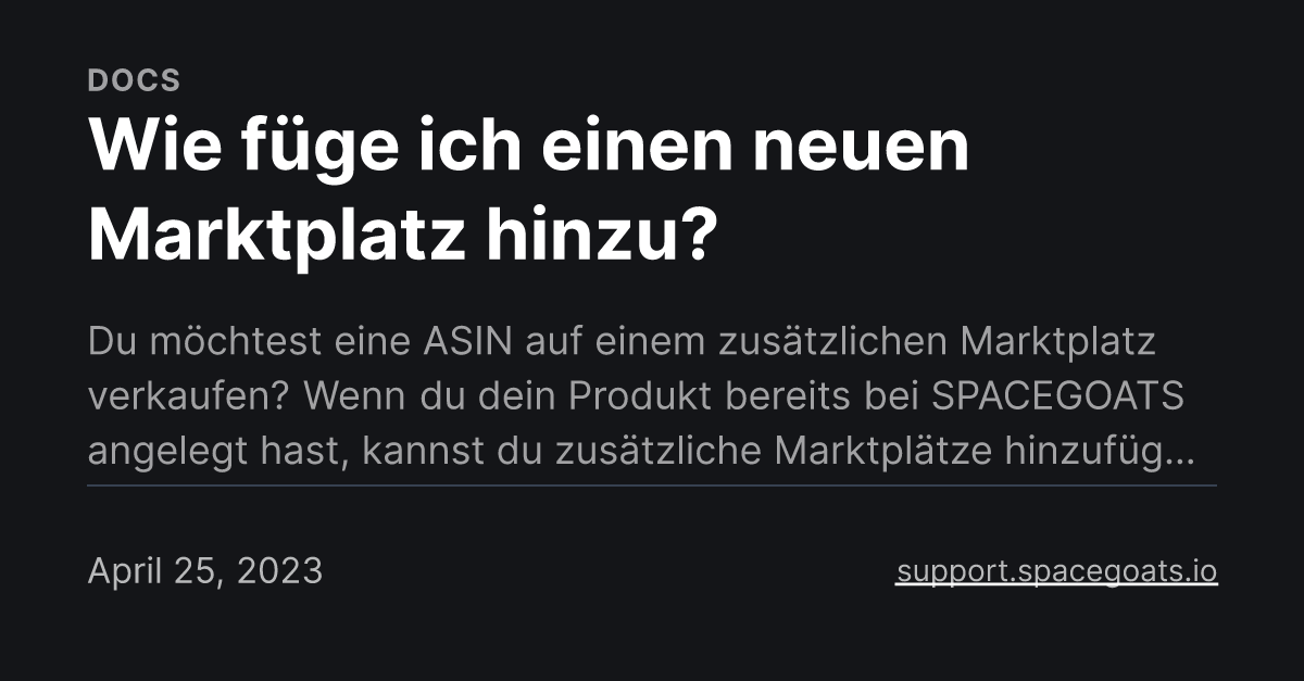 Wie füge ich einen neuen Marktplatz hinzu?