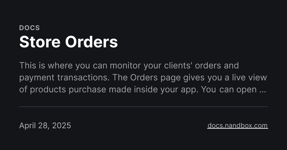 Store Orders