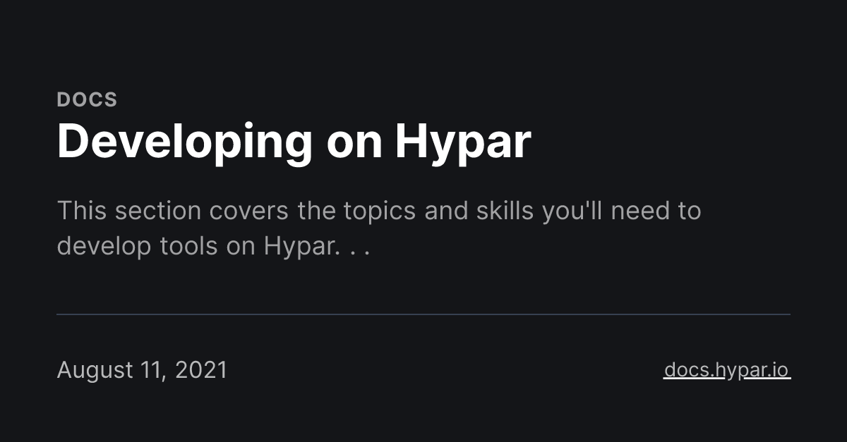 Developing on Hypar