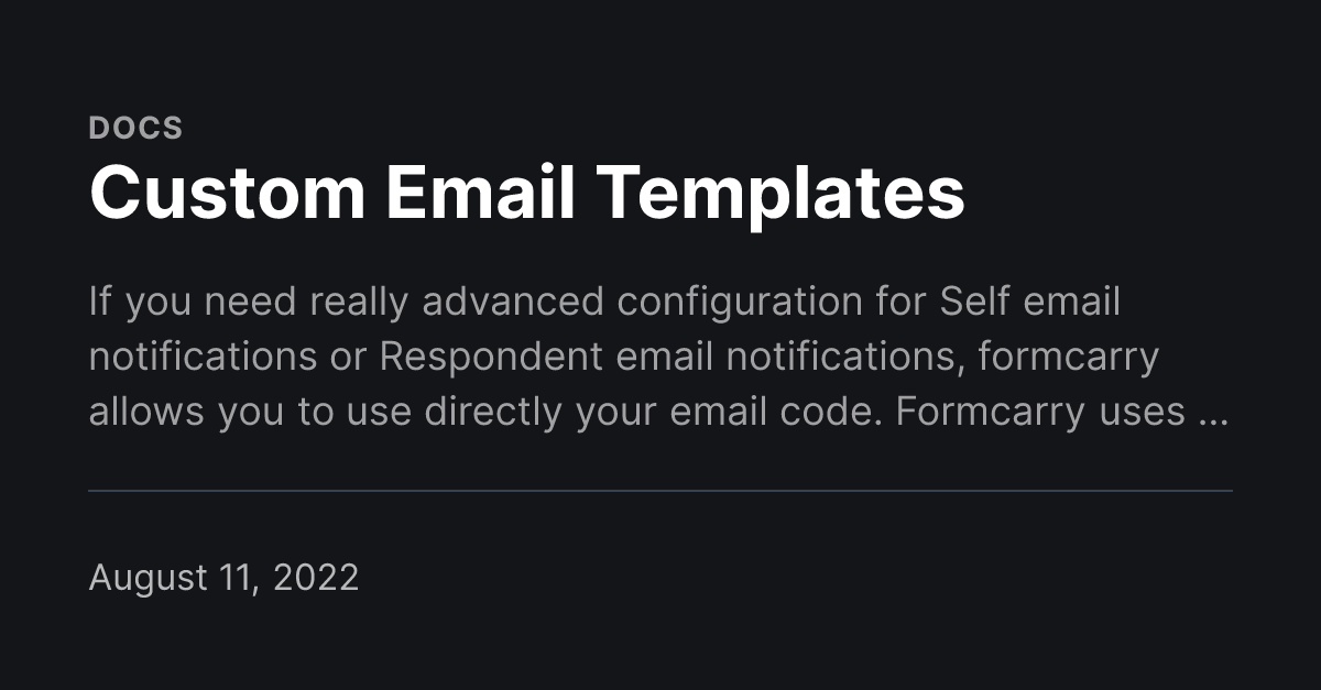 Custom Email Templates