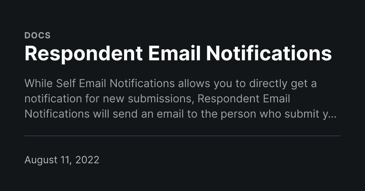 Respondent Email Notifications