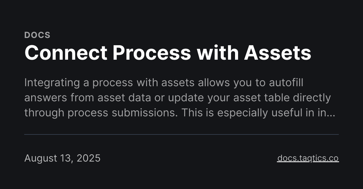Connect Process with Assets