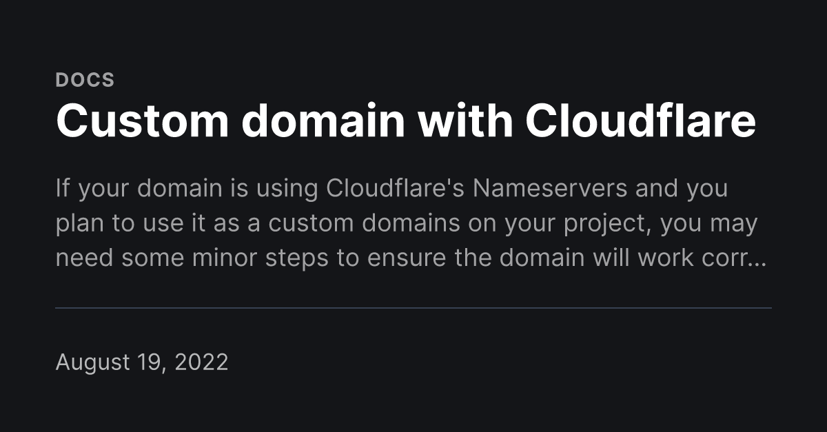 Custom domain with Cloudflare