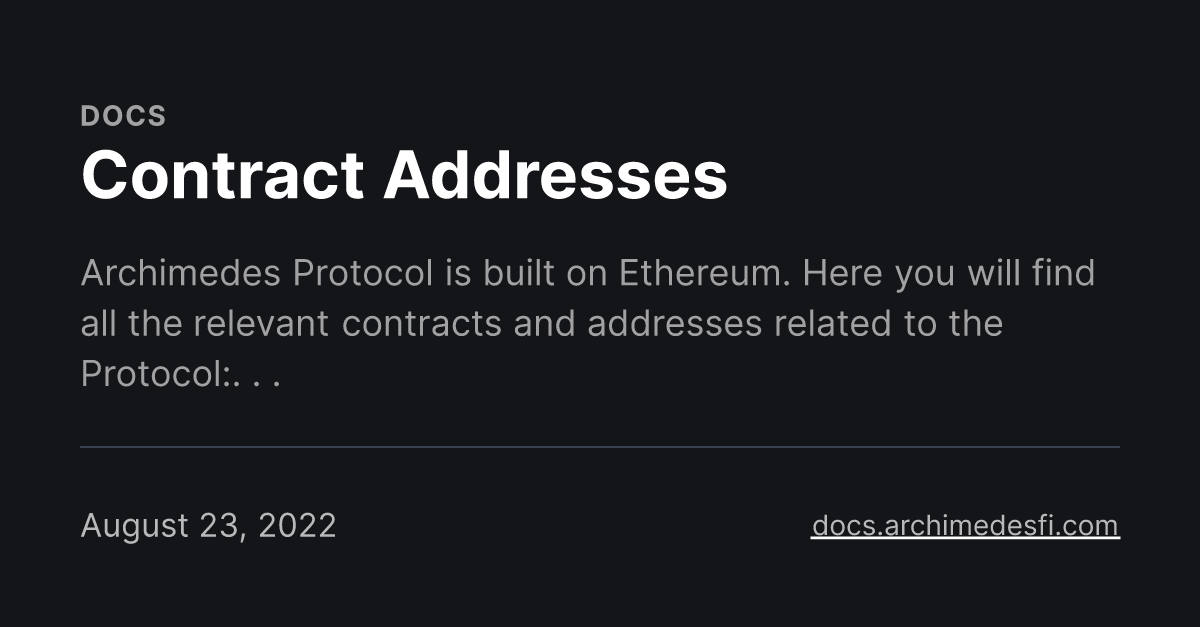Contract Addresses