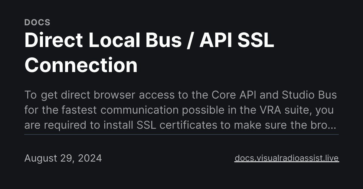 Direct Local Bus / API SSL Connection