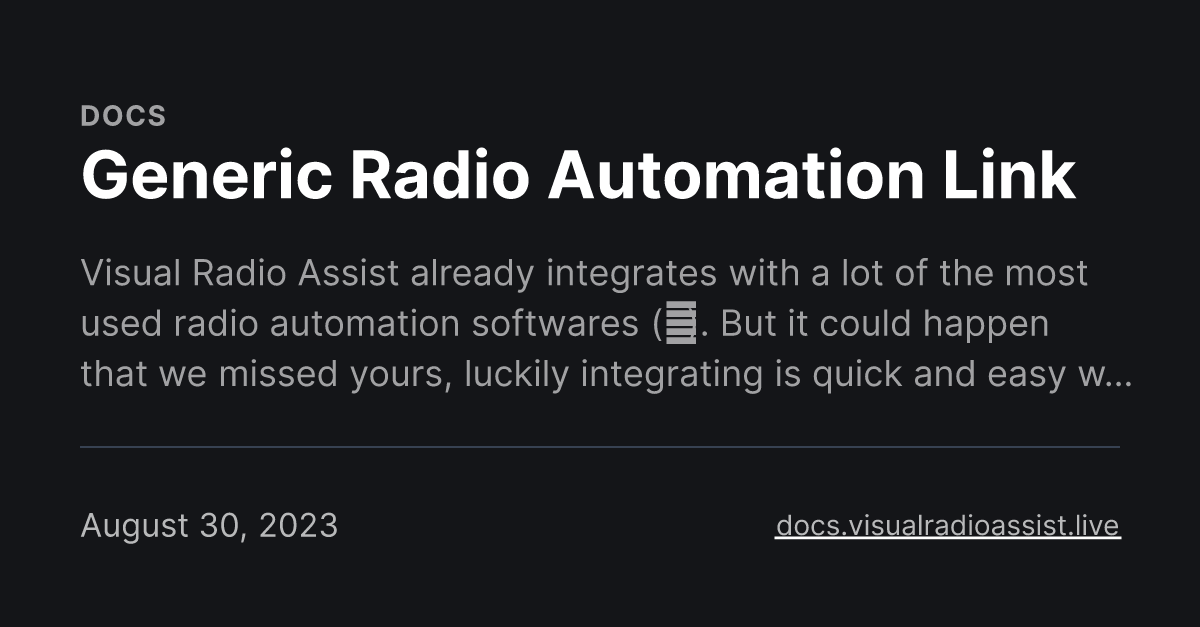 Generic Radio Automation Link