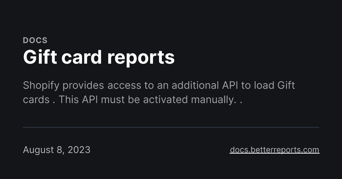 Gift card reports