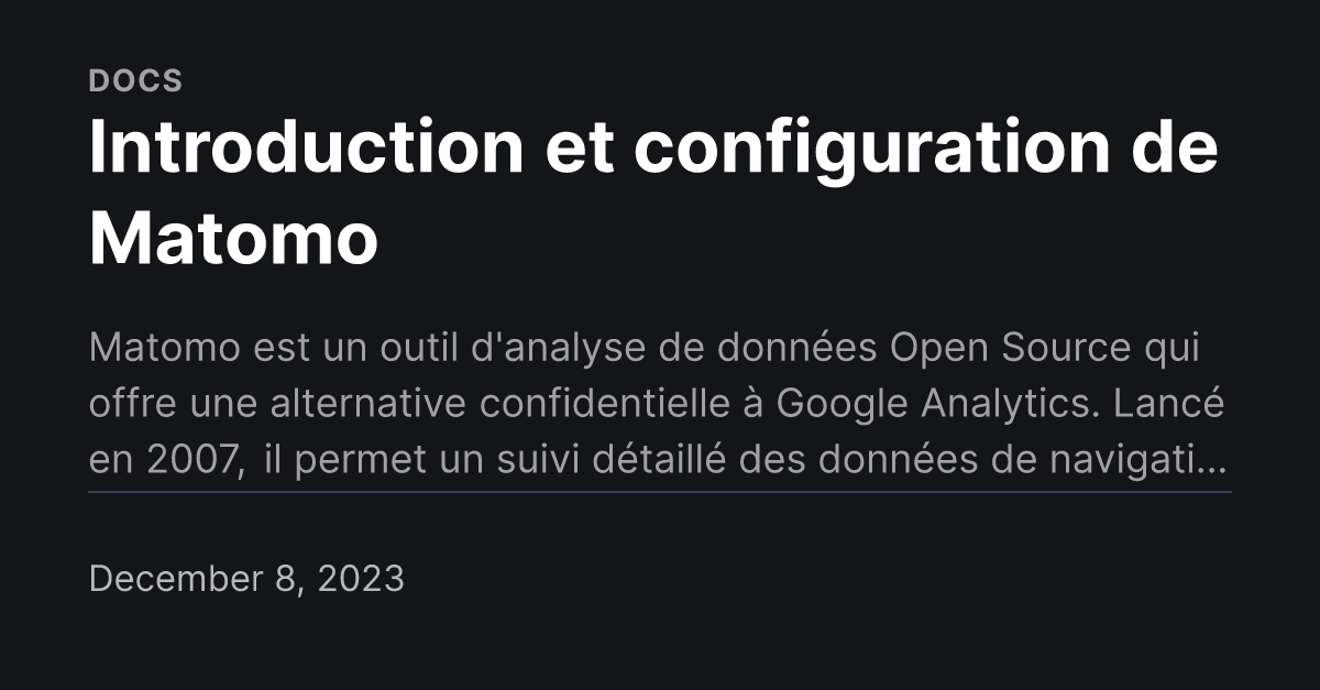 Introduction et configuration de Matomo