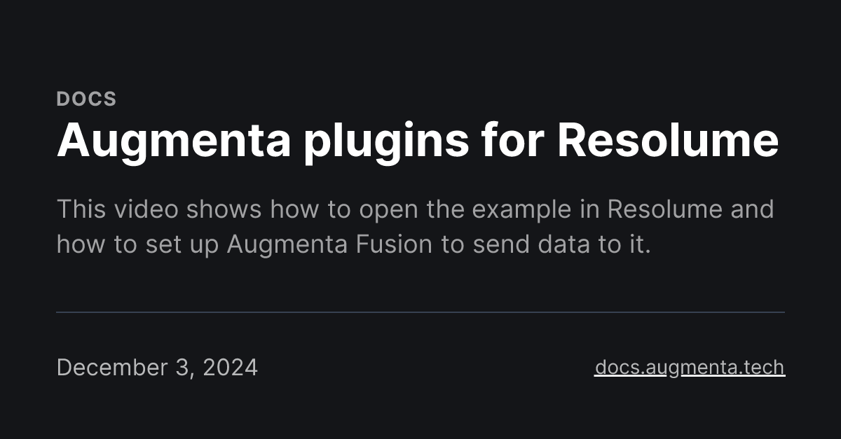 Augmenta plugins for Resolume