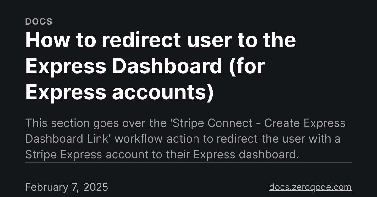 How to redirect user to the Express Dashboard (for Express accounts)