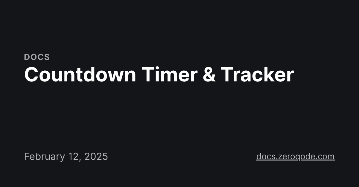 Countdown Timer & Tracker