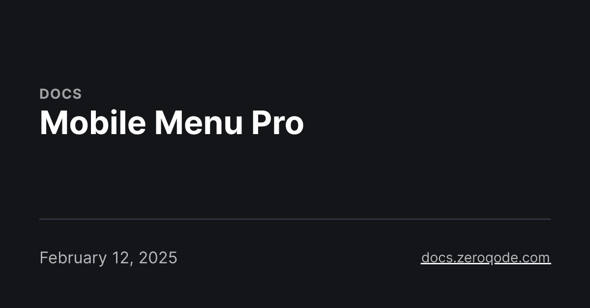 Mobile Menu Pro