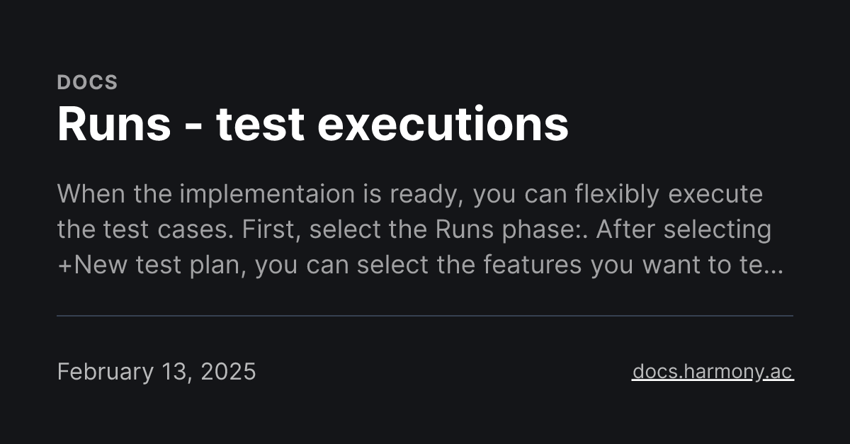 Runs - test executions