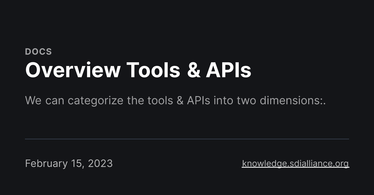 Overview Tools & APIs