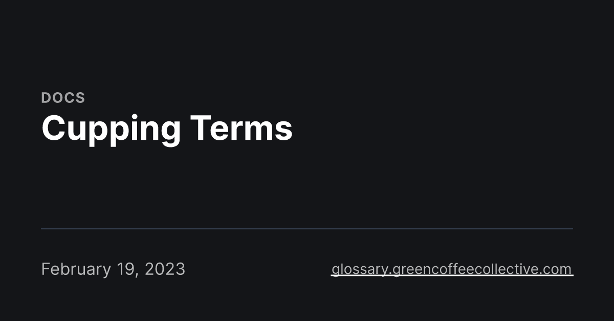 Cupping Terms