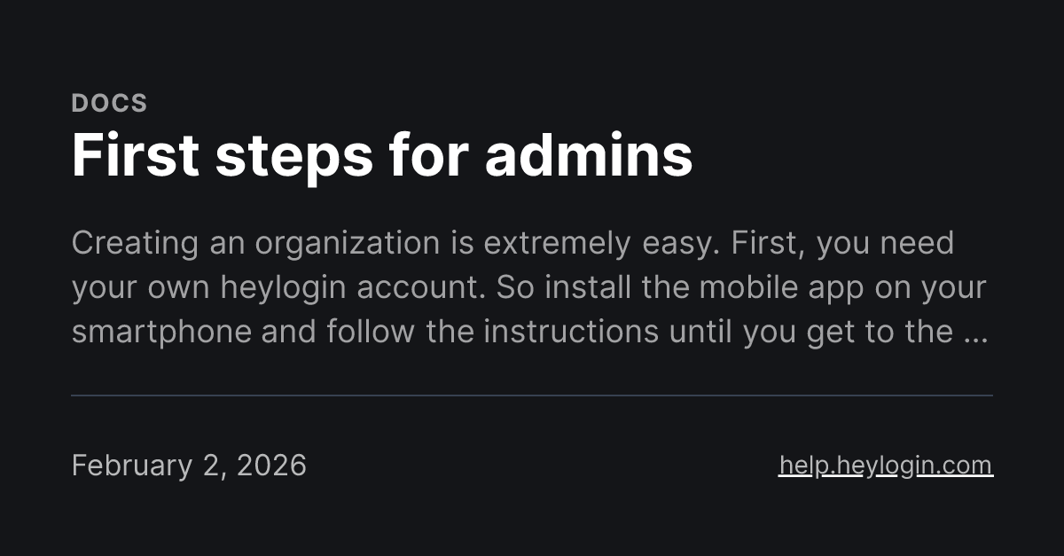 First steps for admins