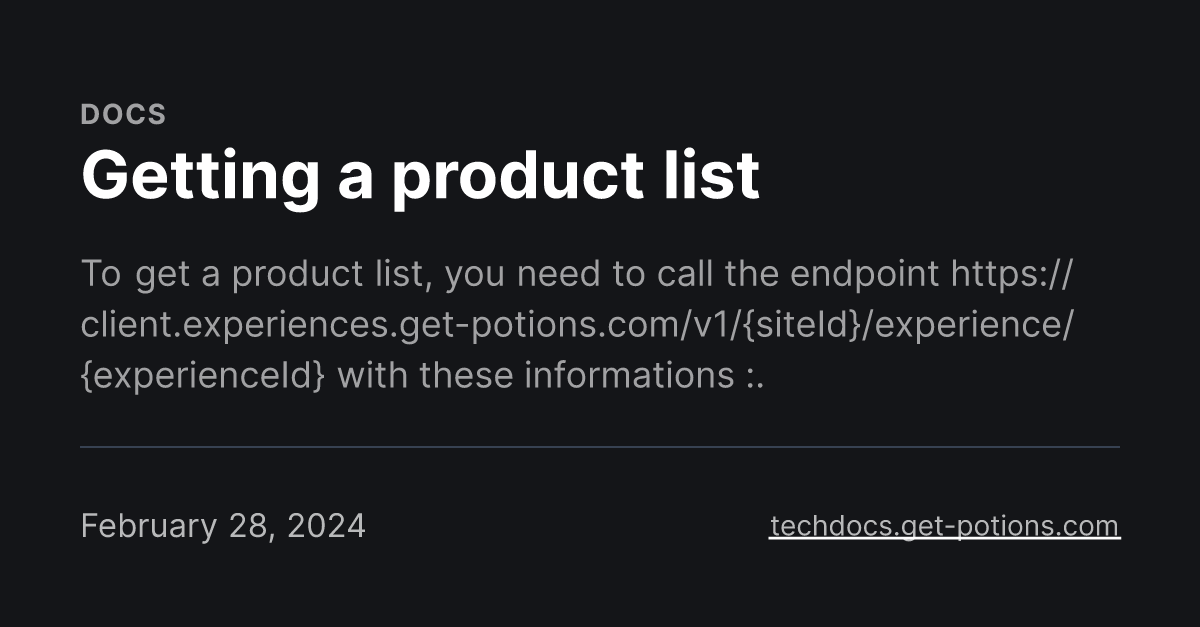 Getting a product list