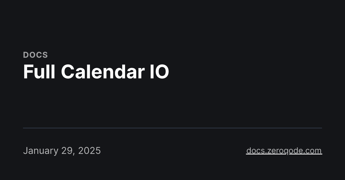 Full Calendar IO