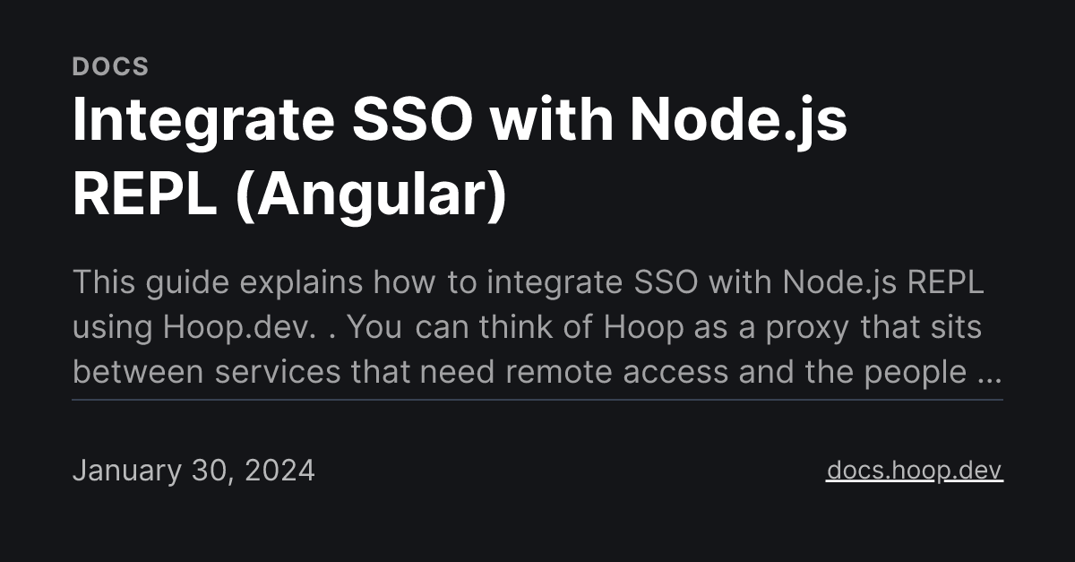 Integrate SSO with Node.js REPL (Angular)