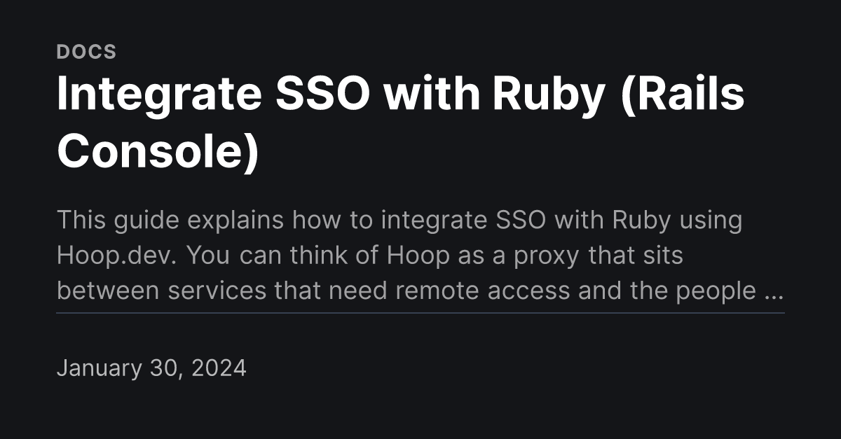 Integrate SSO with Ruby (Rails Console)