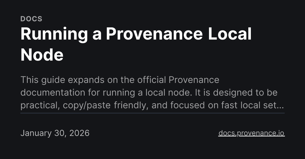Running a Provenance Local Node