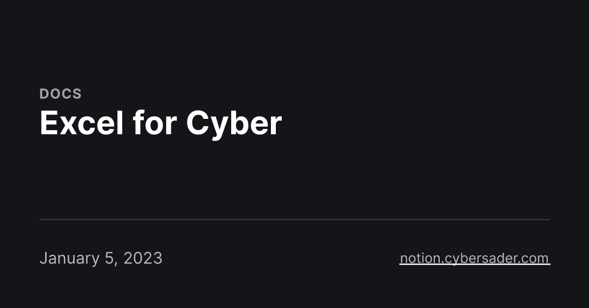 Excel for cyber