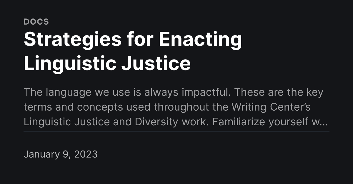 Strategies for Enacting Linguistic Justice