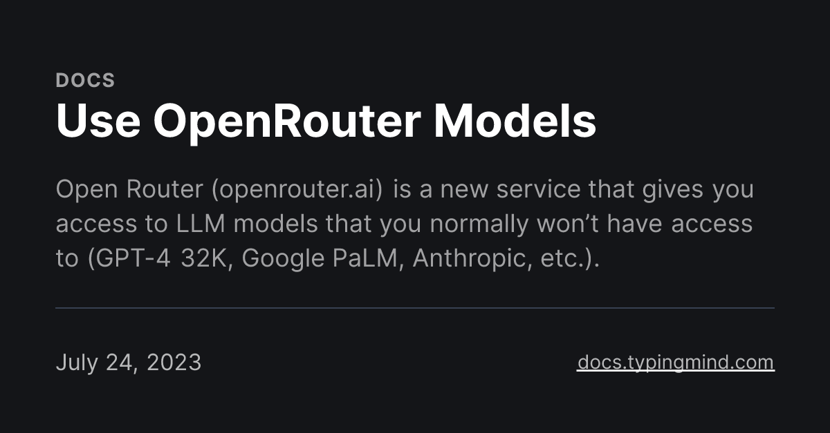 Use OpenRouter Models