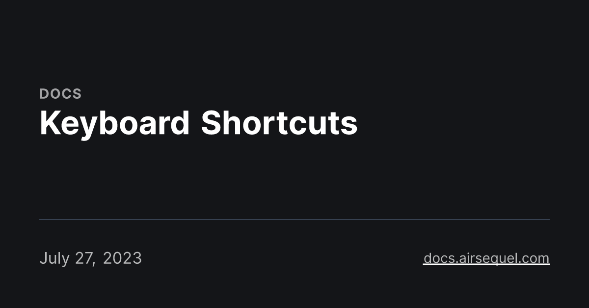 Keyboard Shortcuts