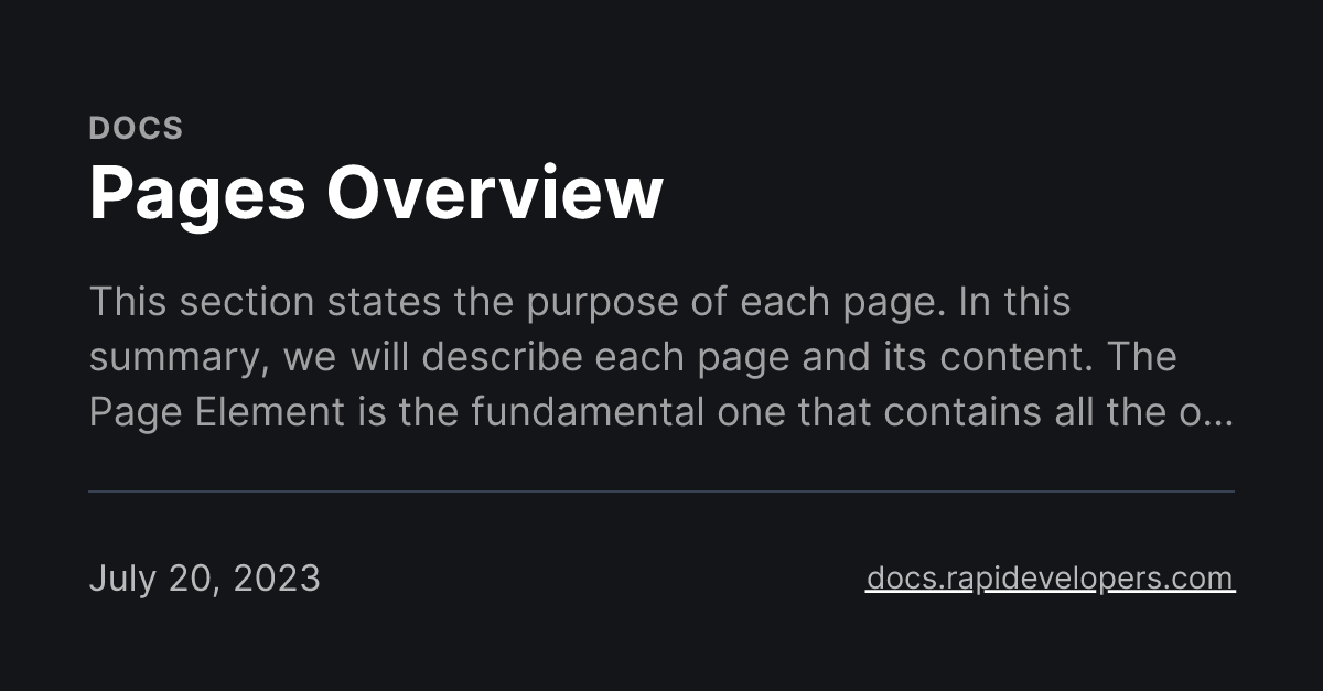 Pages Overview