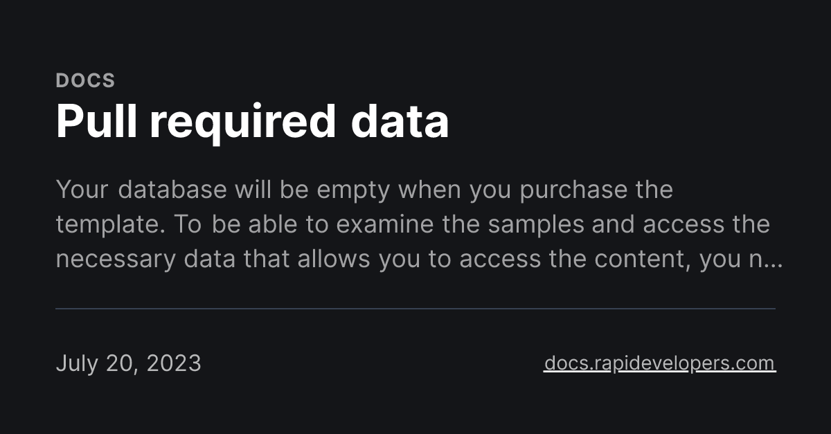 Pull required data