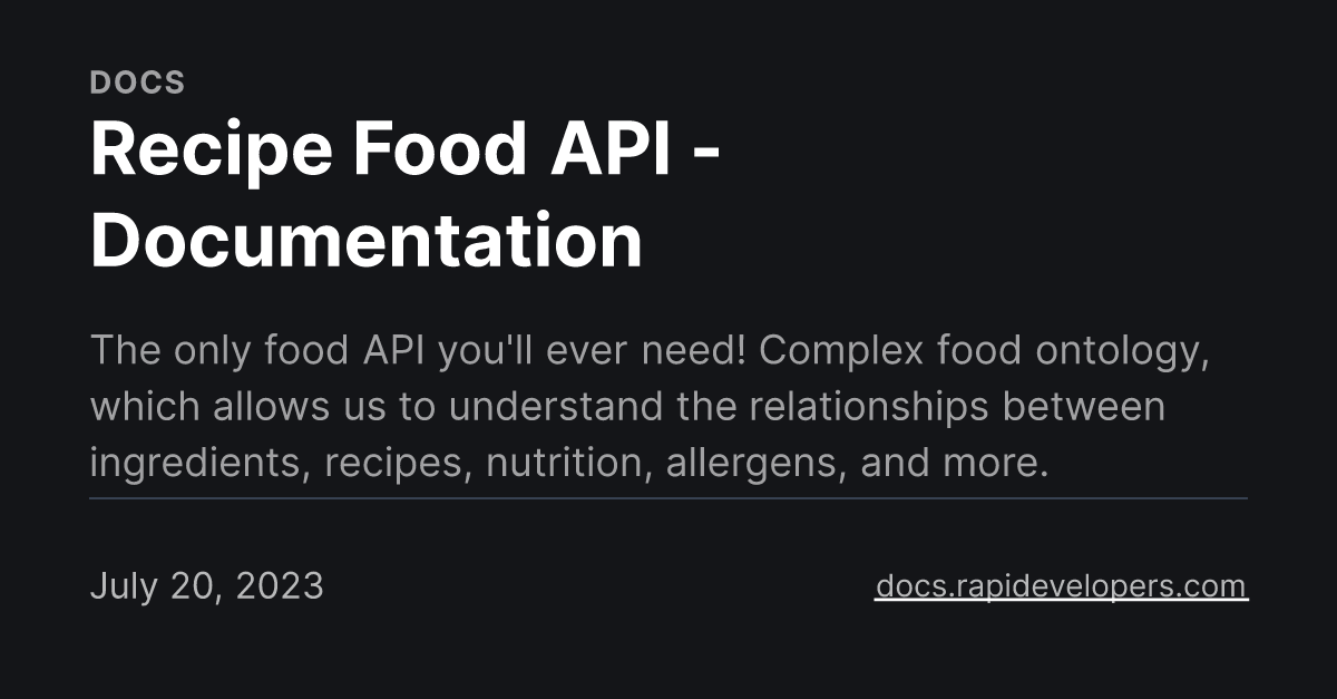 Recipe Food API - Documentation