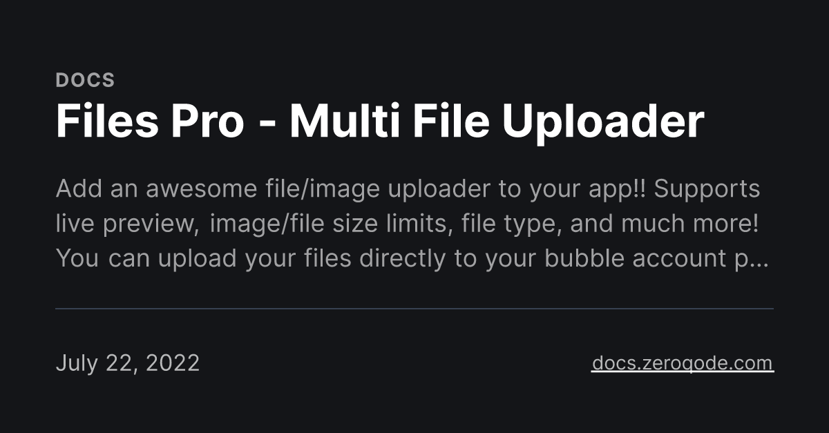 Files Pro Multi File Uploader
