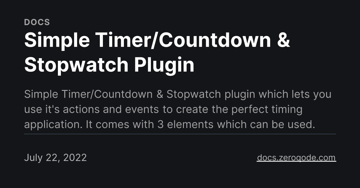 Simple Timer/Countdown & Stopwatch Plugin