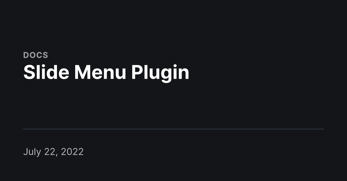 Slide Menu Plugin