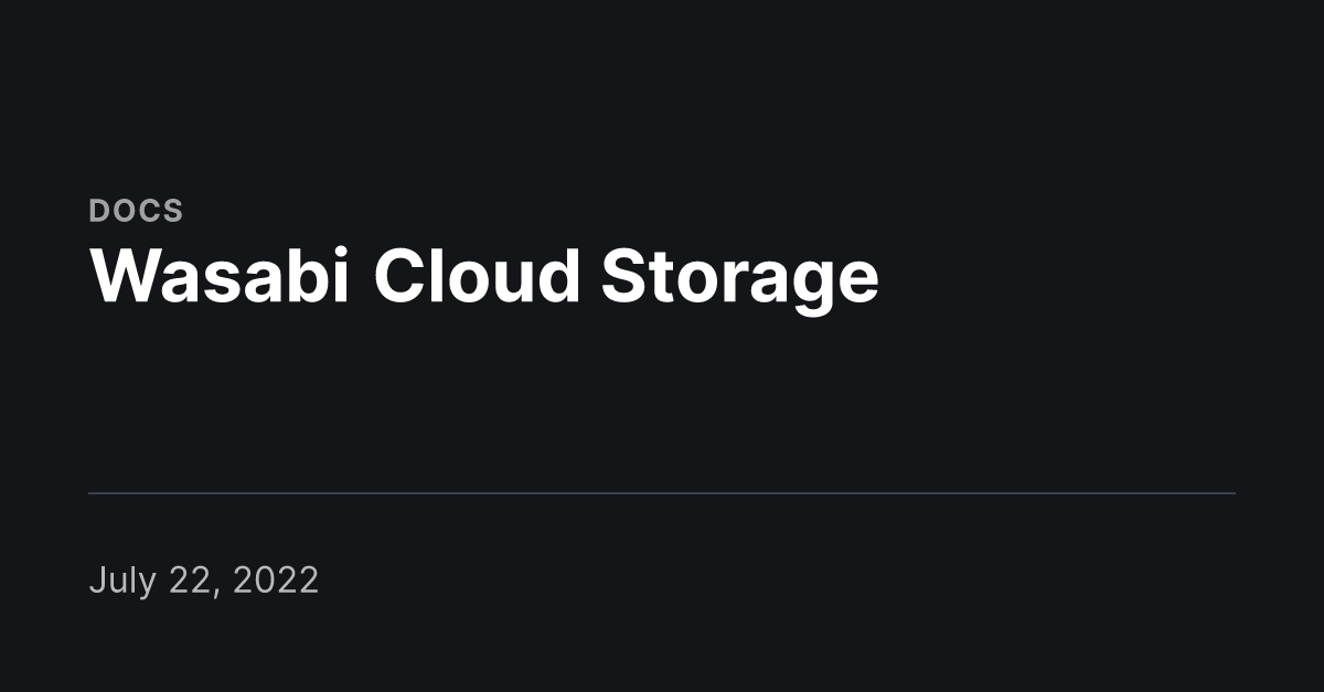 Wasabi Cloud Storage