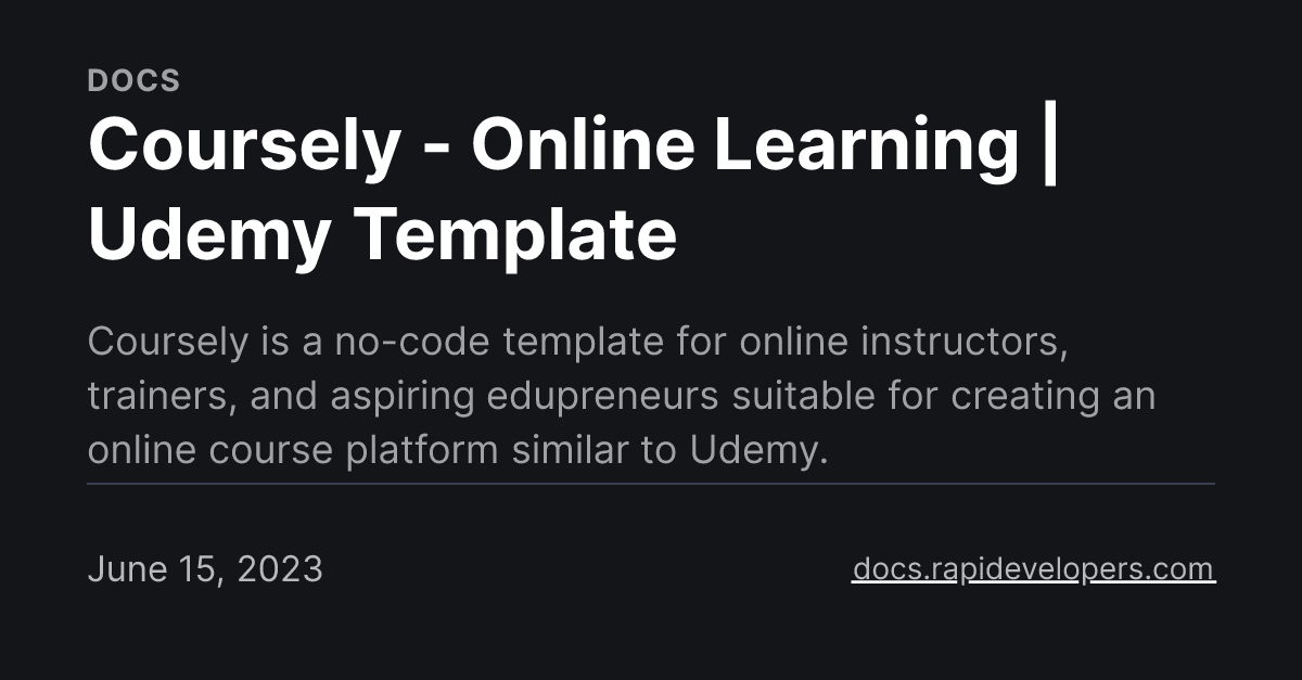 Coursely - Online Learning | Udemy Template