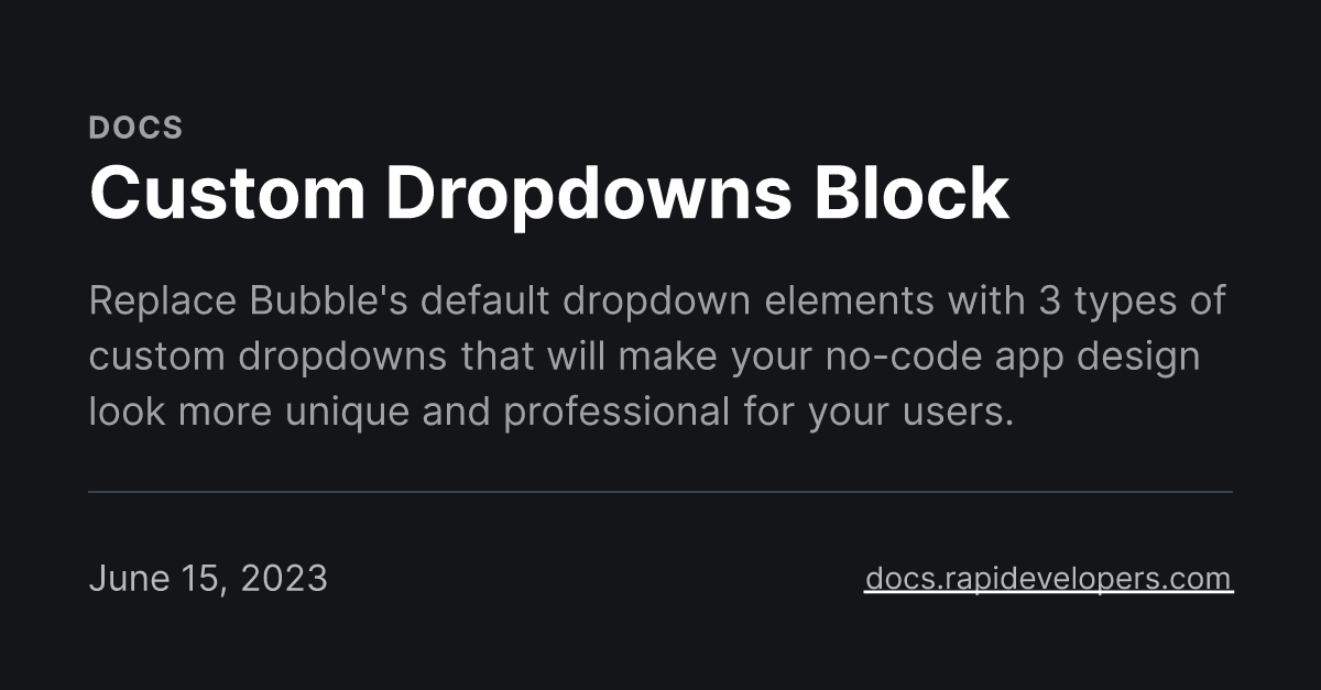 Custom Dropdowns Block