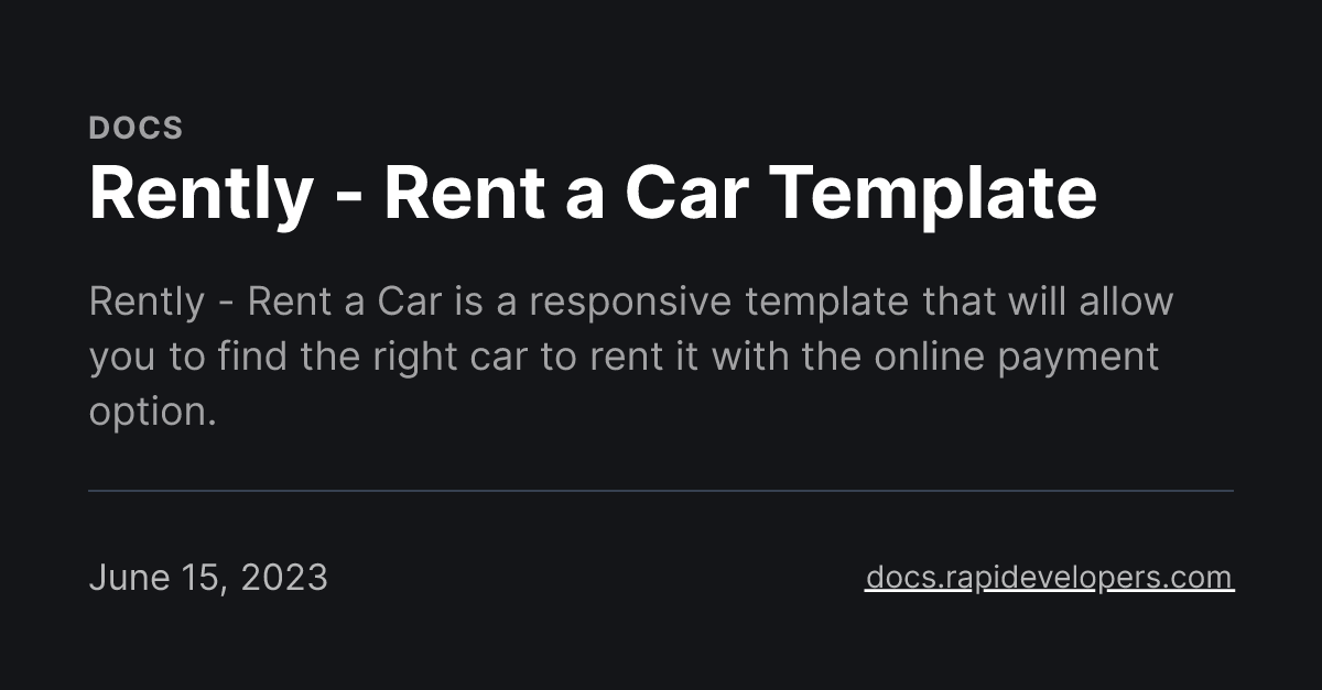 Rently - Rent a Car Template