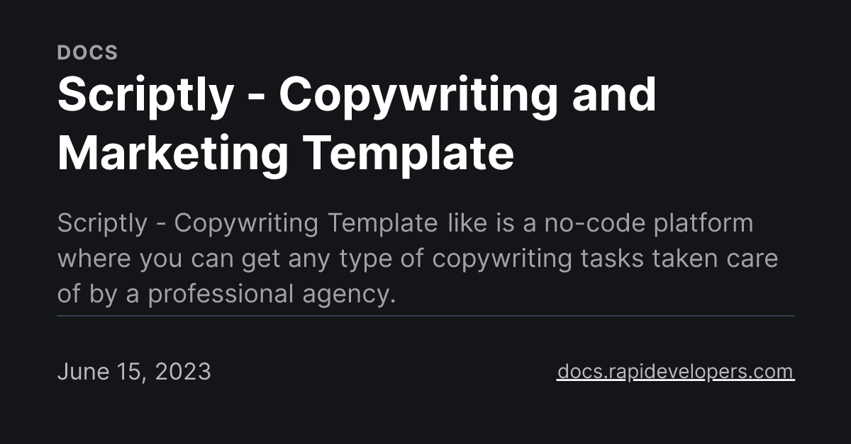 Scriptly - Copywriting and Marketing Template
