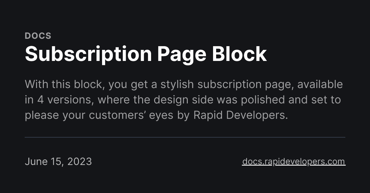 Subscription Page Block
