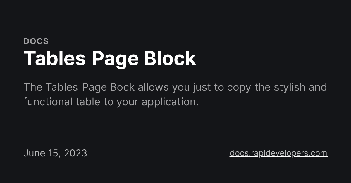 Tables Page Block