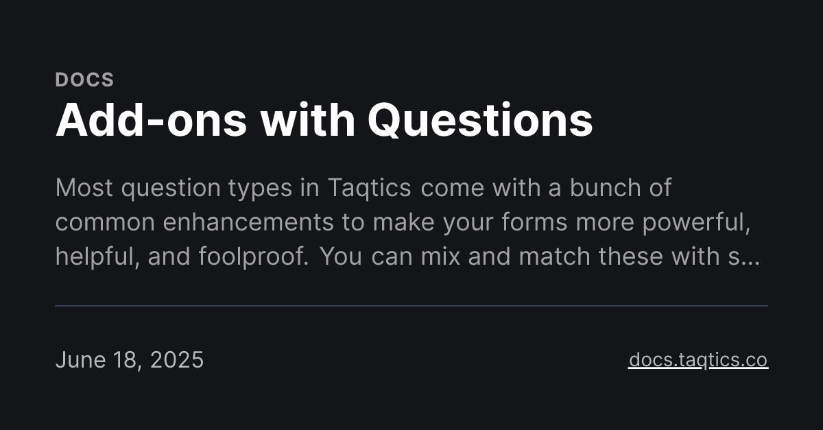 Add-ons with Questions