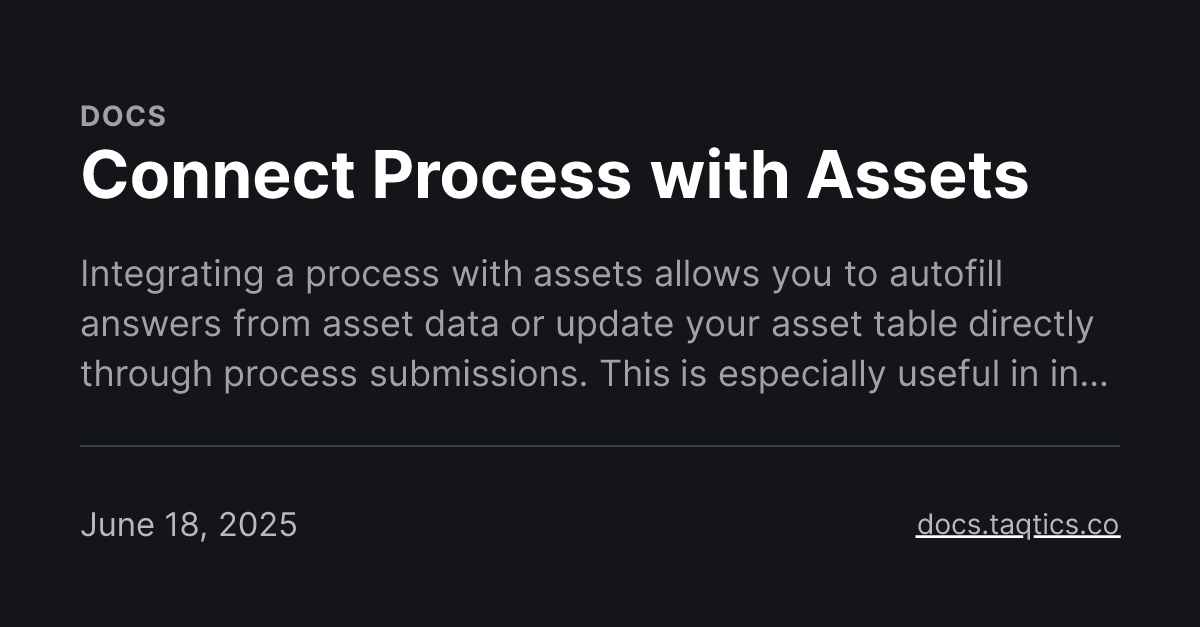 Connect Process with Assets