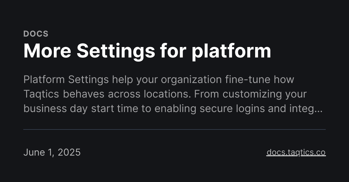 More Settings for platform